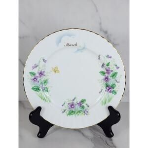 Royal Albert March Violet Wild Flower Year 1987 Bone China 8" Wall Decor England